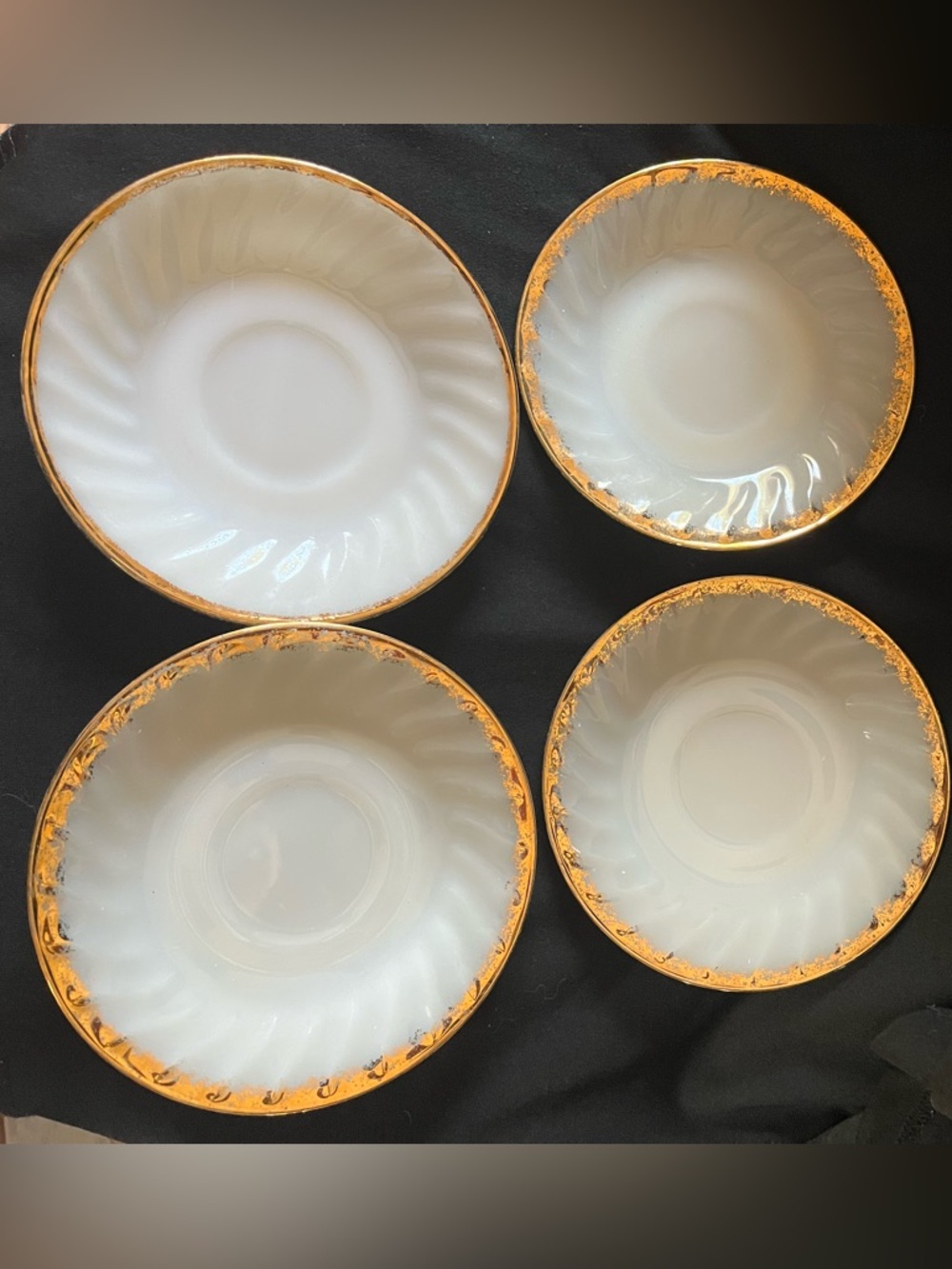 Fire King White saucers with Gold Trim - Set of Decorative saucers.